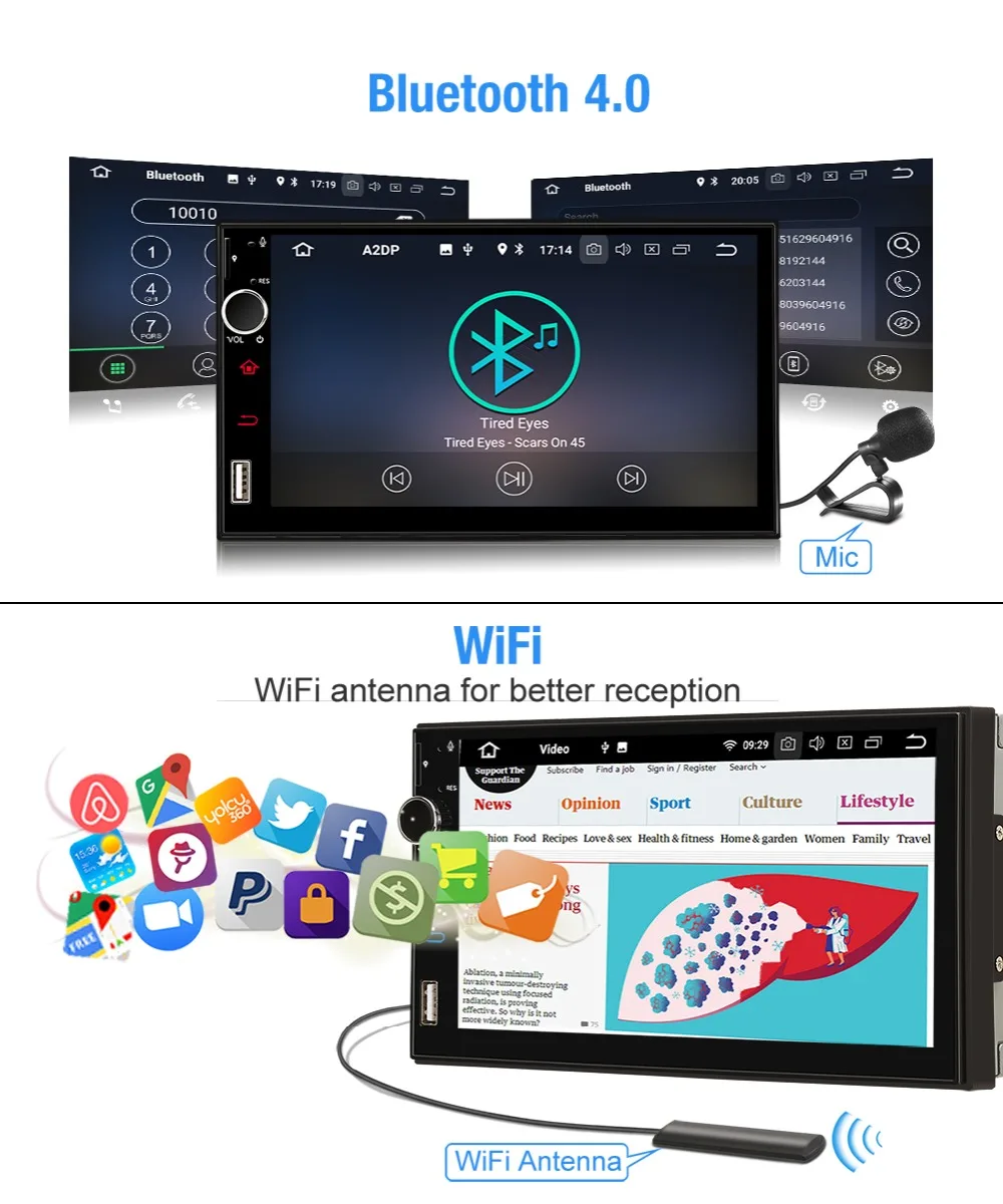 Excellent Pumpkin Qcta-Core 4GB RAM 32GB ROM Car Stereo 2 Din 7