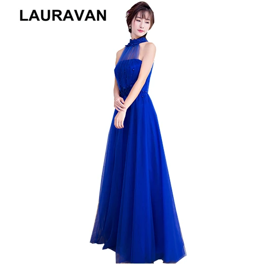 royal blue and champagne dress