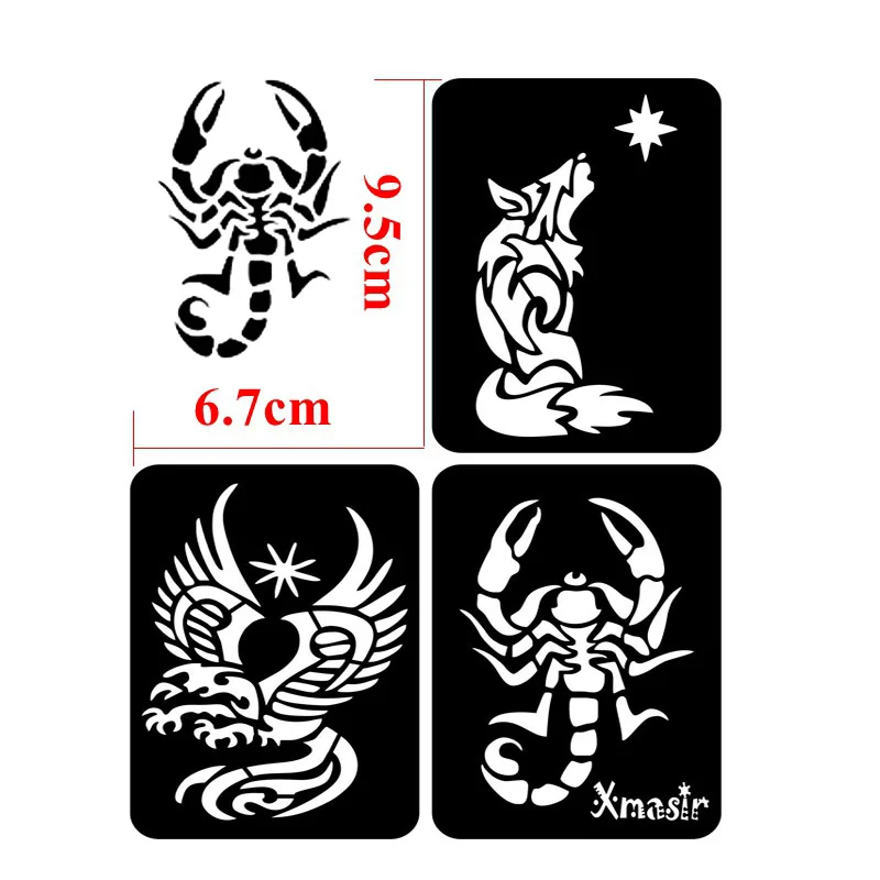 Airbrush Tattoo Stencil tattoo sticker henna tattoo stencils temporary tattoo sticker 32pcs/lot For Man Boy Body Painting Dragon Skull Wolf Eagle Self-Adhesiver Tattoo Sticker Templates