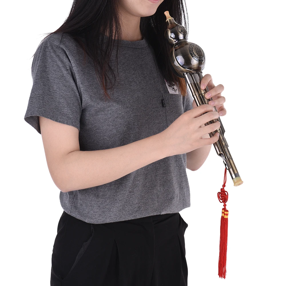 Изысканный металл проволочный рисунок китайский флейта Хулуси Cucurbit флейта этнический Ветер музыкальный инструмент ключ из C алюминиевого материала