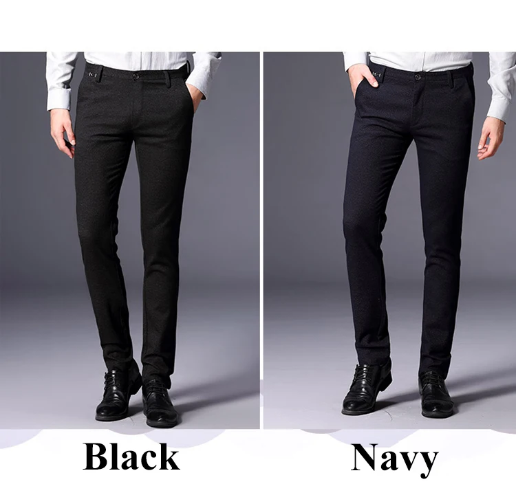 Для мужчин штаны Панталоны одноцветное Цвет Slim Fit Бизнес прямые брюки костюм молодежи Для мужчин MWC джентльмен осень-зима MOOWNUC модные