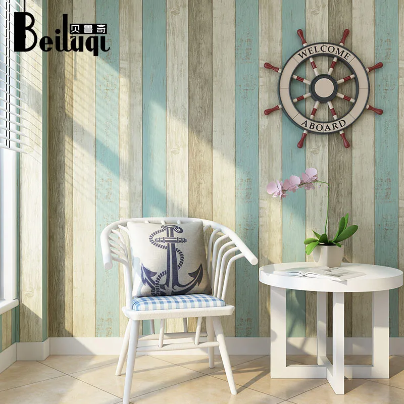 

Blue Mediterranean Style Wallpaper Vertical Stripe Nordic Wind Bedroom Simple Modern Household Nonwoven Wallpaper living room