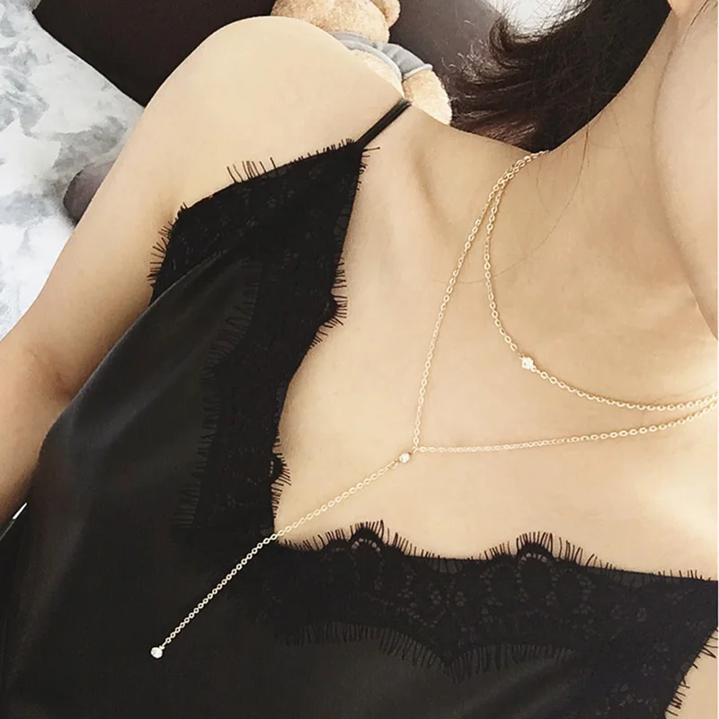 

Bohemia Tassel Gold Chain long drop Pendant Necklace Women Jewelry Multilayer Austrian Crystal Necklace Simple Choker