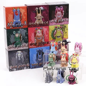 

9pcs/set One Piece Mihawk Kuma Black Beard Doflamingo Jinbe Hancock Moria Smoker Den Den Mushi Figures Collection Model Toys