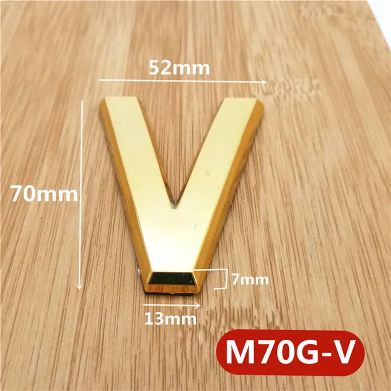 M70G亮金70mm塑料门牌=V号