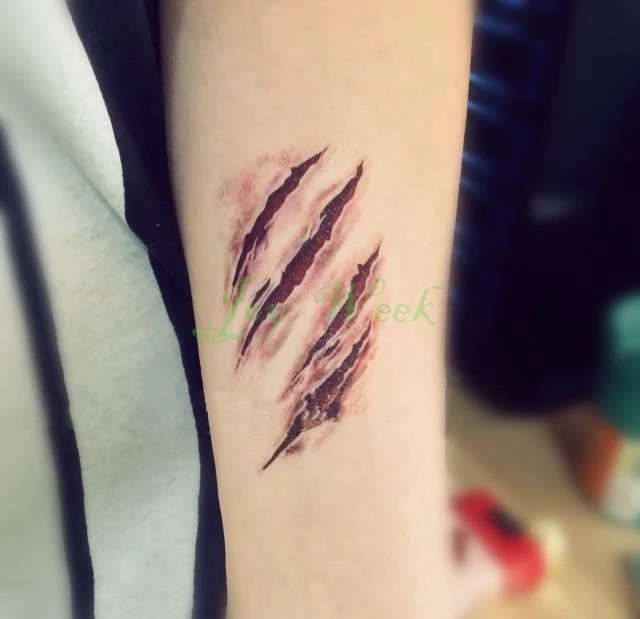 

Waterproof Temporary tattoo sticker 3D incised wound Centipede halloween tatto stickers flash tatoo fake tattoos for men women 4