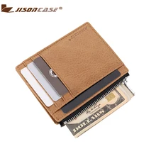 

Jisoncase 2018 New Arrival Men Card Holder Genuine Leather Customized Business Unisex Leather Card Holders Zipper Card Wallet