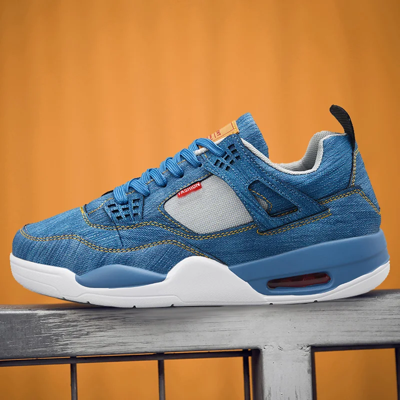 Denim Air Cushion Men's Shoes Sports and Leisure Pure Canvas Shoes Lovers Casual Shoes Large Size Men's Shoe 46