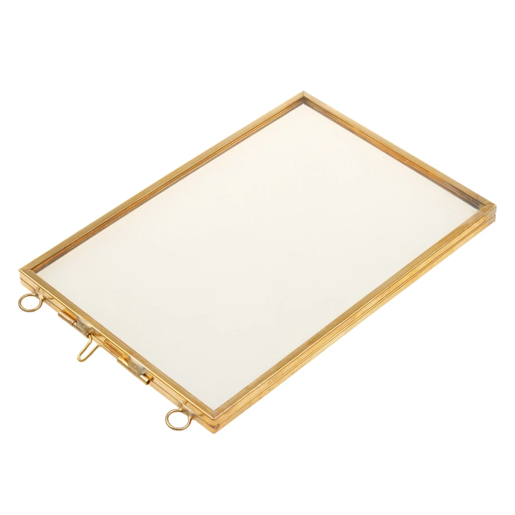 Glass Brass Vintage Antique Style Hanging 4 x 6 inch Portrait Picture Frame