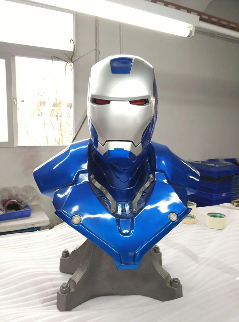 

Blue Iron Man Mk3 Mark3 Lifte Size 1/1 Bust Statue Scale Tony Strak Recast Action Figure Collectible Boyfrien birthday gift