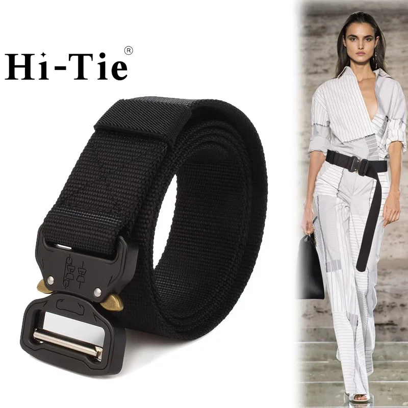 

High Quality Canvas Hip Hop Men Women Street Wear Safety Belt Army Tactical Belt Military Nylon Outdoor Belts Metal Buckle Strap