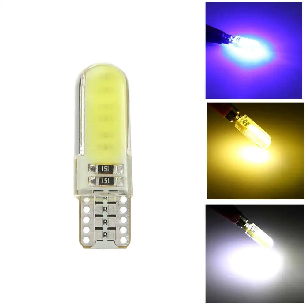 Универсальная лампа W5W T10 194 COB 1 шт. автомобильный светильник 12SMD силиконовая белый