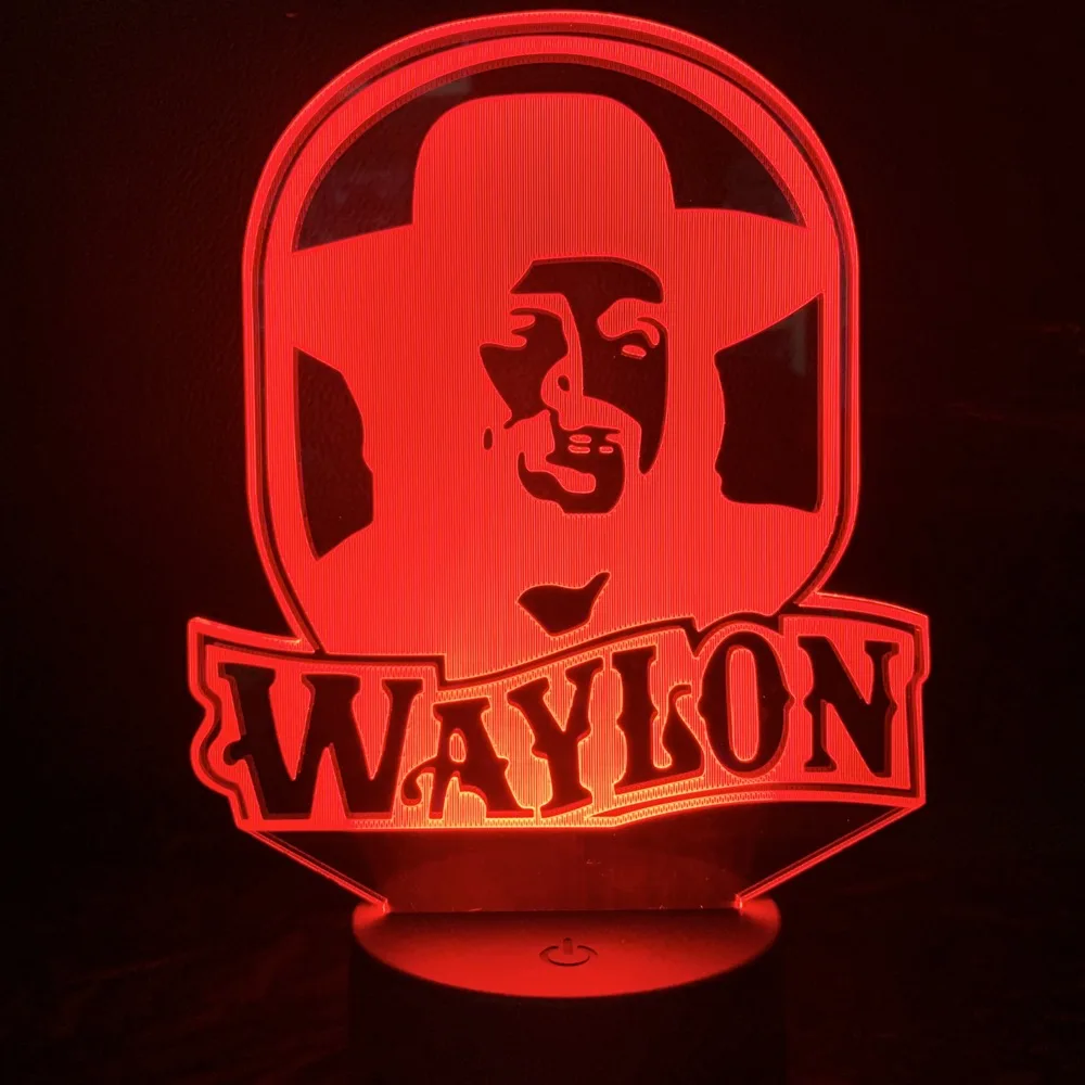 

Unique Led Night Lamp Waylon Jennings Figure Nightlight for Adult Fans Bedroom Decoration Color Changing USB Led Night Light
