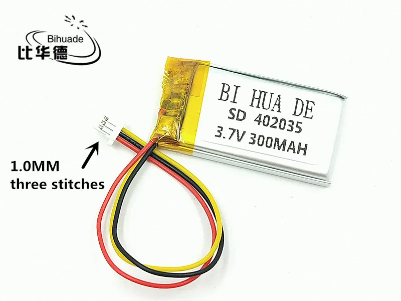 1 0 MM three stitches 3 7V 300mAH 402035 Polymer lithium ion Li ion battery for