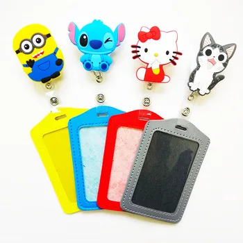 Silicone card case holder Bank Credit Card Holders Card Bus ID Holders Identity Badge with Cartoon Retractable Reel PY012