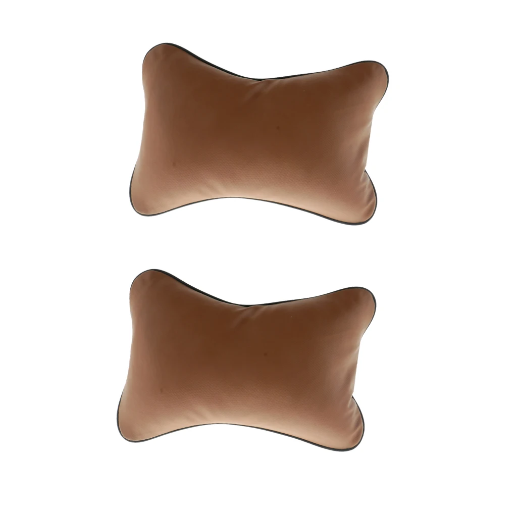 

1 Pc Artifical Leather Car Neck Pillow Memory Foam Head Rest Support Travel Airplane Cushion Relax Headrest Coffee A-style