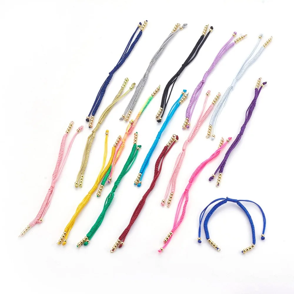 

PandaHall 10pcs Nylon Cord Braided Bracelet Making with Brass Beads Golden Mixed Color