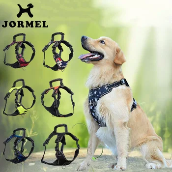 

JORMEL Reflective Canvas Pet Dog Harness All Weather Service Dog Ves Padded Adjustable Safety Vehicular Lead