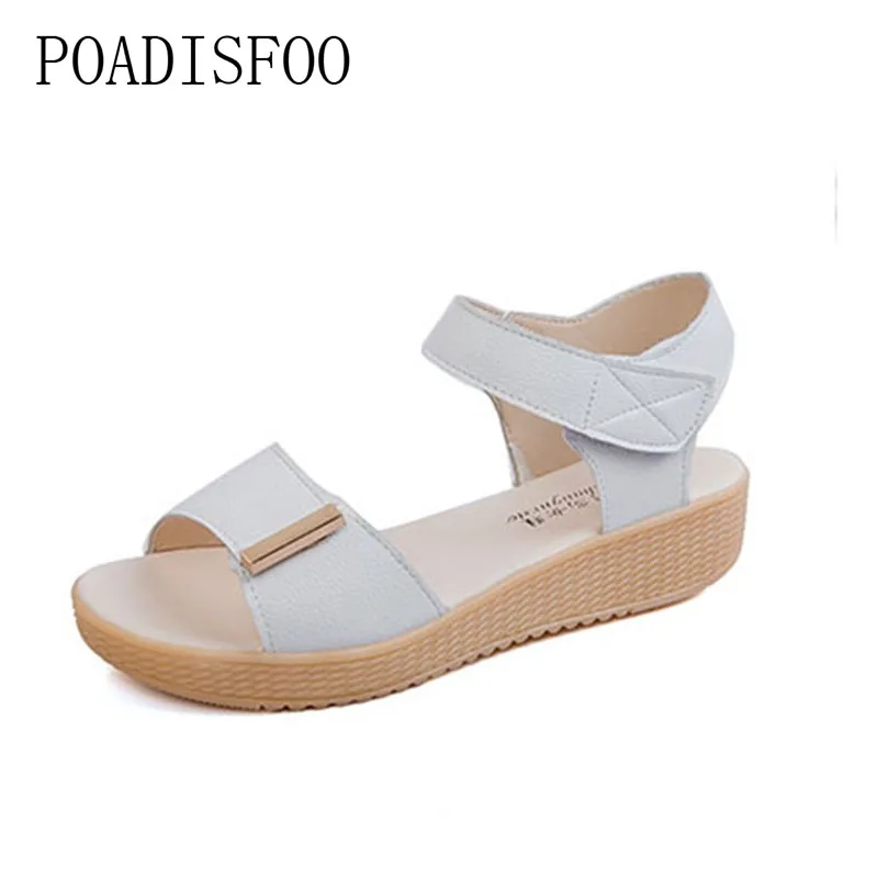 

POADISFOO 2018 summer women's blue red pink Sandals platform Waterproof Slim Elegant Sandals Fashion Hook Loop sandal .FLT-BB