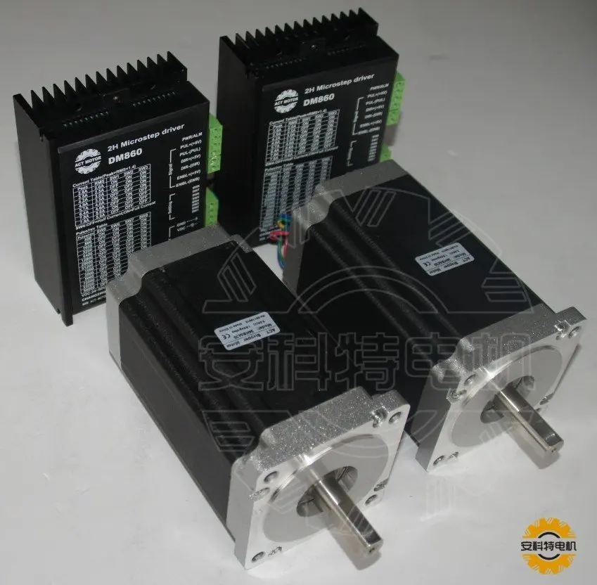 

ACT 2 axis nema34 stepper motor 151mm 1600oz-in with driver,peak 7.8A ,256micsteps DM860 CNC