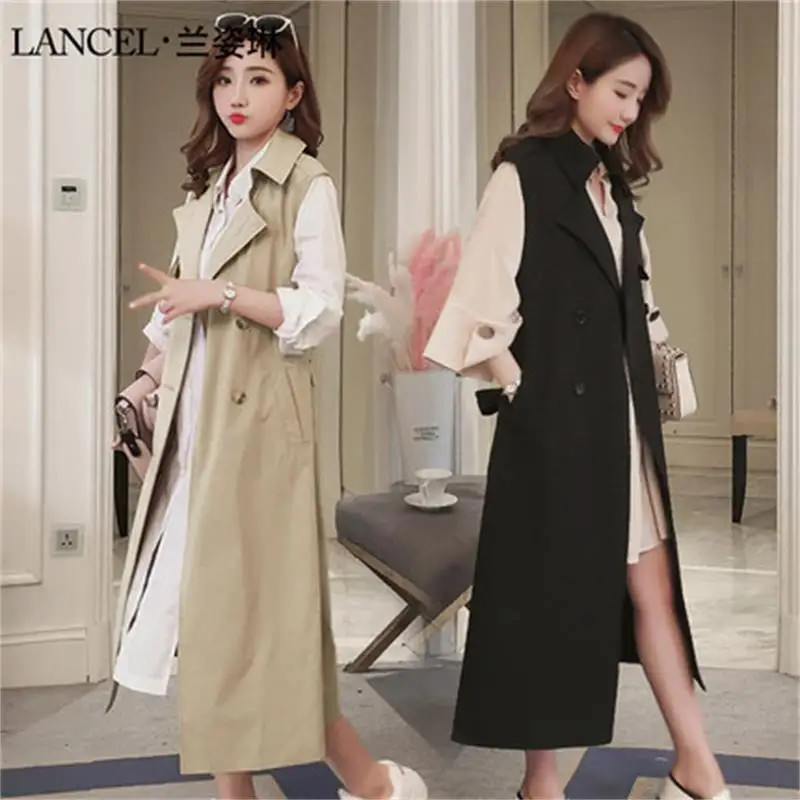 

Spring 2018 new Miss Ma Jia waistcoat sleeveless vest loose vest and long sections windbreaker jacket women