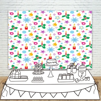 

Photography Backdrop Merry Christmas Party Photo Background Snowflake Pine Needle Candle Baby Shower Background For Photo Studio