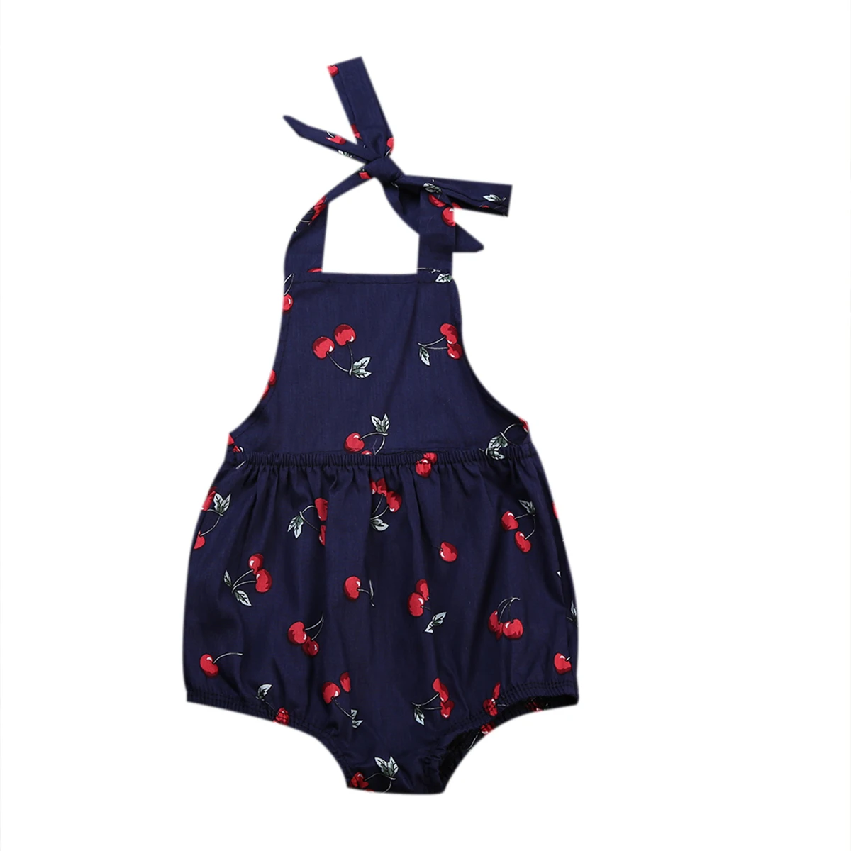 2017 летняя одежда для малышей Детские для маленьких девочек с рисунком вишни комбинезон одежда из хлопка вишня спинки Комбинезон пляжный