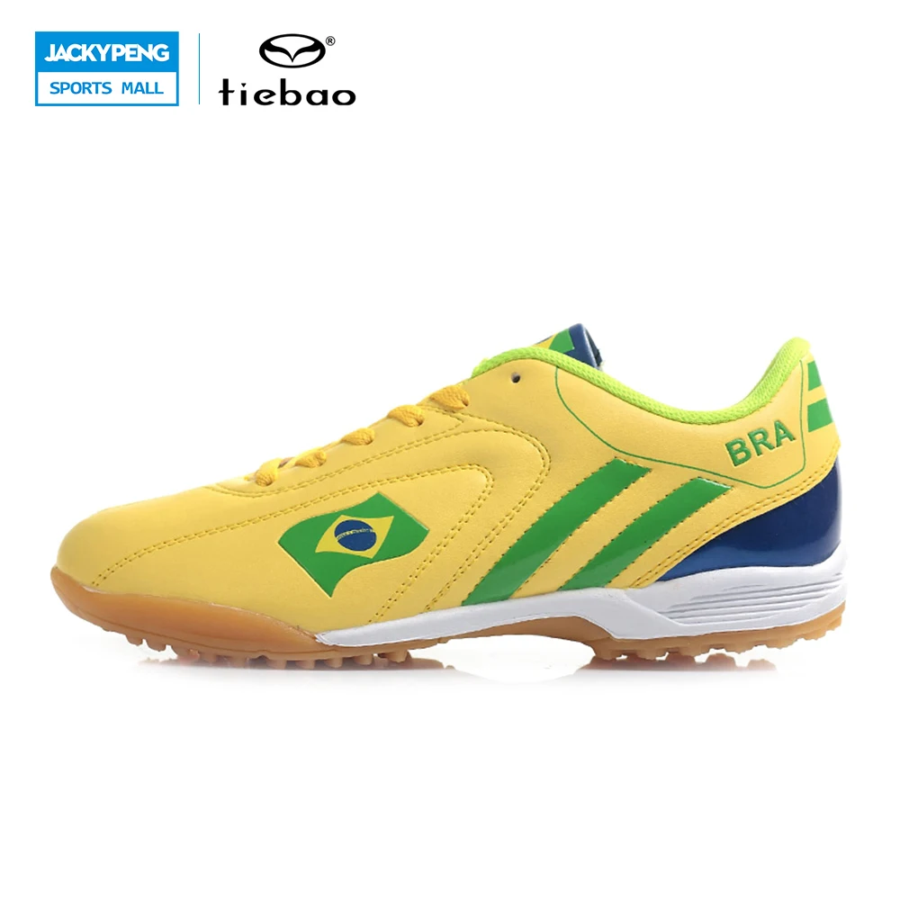 Tiebao profissionais sapatos de futebol ao ar livre das mulheres dos homens tf turf futebol sole botas bandeira nacional adultos athletic training sapatos