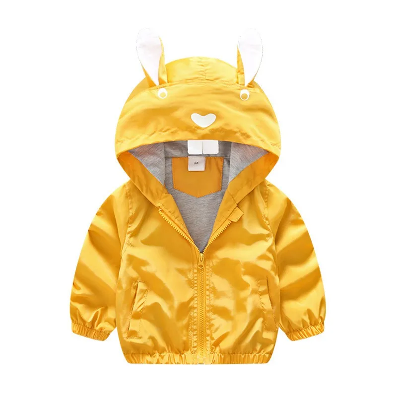 CROAL chery/куртка для мальчиков ростом от 80 до 130 см с милым кроликом Верхняя одежда и пальто для девочек детская одежда в Корейском стиле Осень г. Для девочек - Цвет: Цвет: желтый