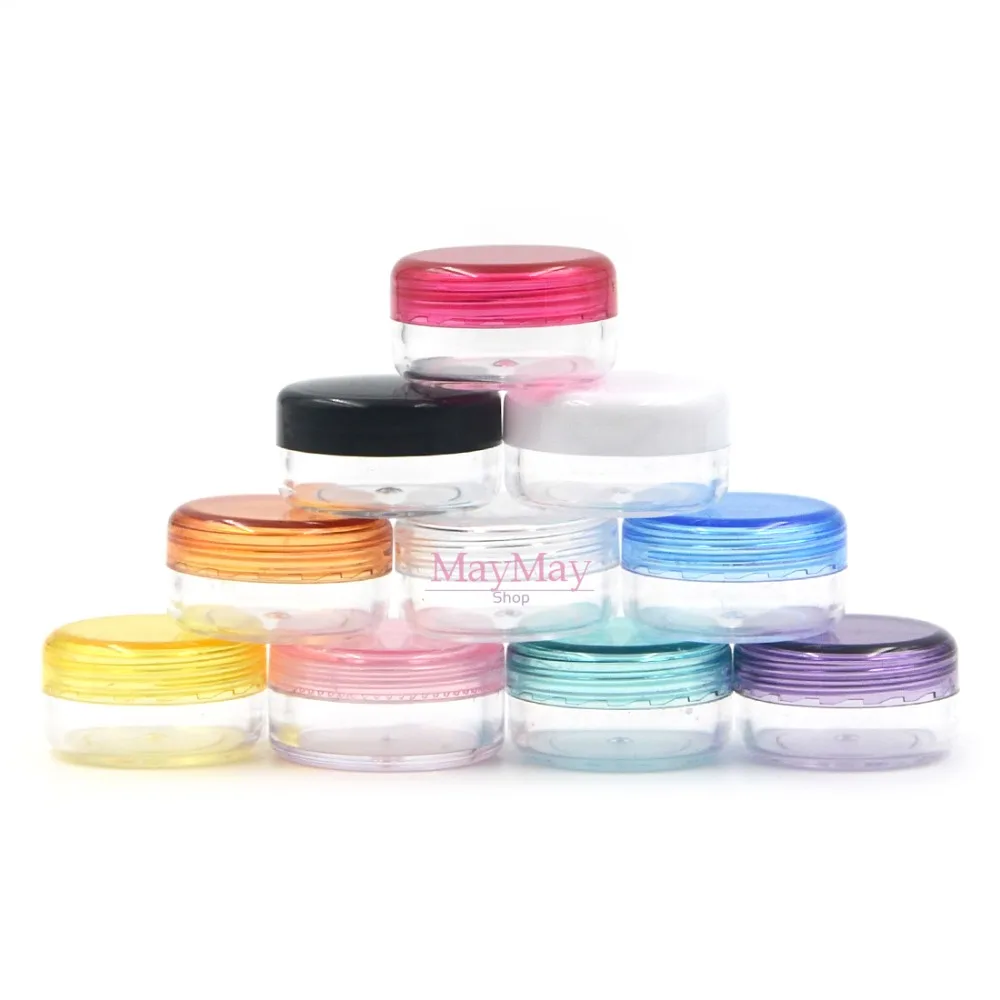 

10pcs 3g Mix 10 Colors Round Small Plastic Sample Mini Bottle Jars Vial Cosmetic Portable Empty Container