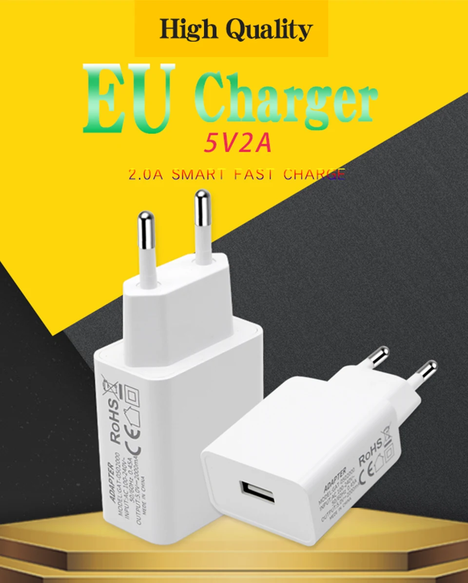 5V2A USB EU Mobile Phone Charger Travel In Europe Italy France Spain Wall Charger EU Adapter Plug For Electronic Device Charging (1)