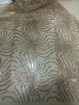 

Jolin-1214 fashion 5yard/lot african glitter lace fabric for party dress embroidered tulle lace with glued glitter