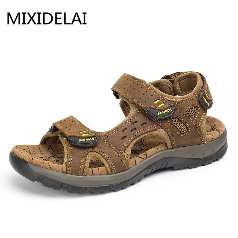 MIXIDELAI 2018 New Fashion Summer Leisure Beach Men Shoes High Quality Leather Sandals The Big Yards Men's Sandals Size 38-45 MIXIDELAI 2018 New Fashion Summer Leisure Beach Men Shoes High Quality Leather Sandals The Big Yards Men's Sandals Size 38-45