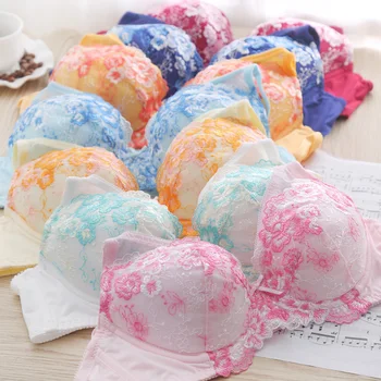 

Lace Woven Embroidery Wireless Seamless Lingerie Style Women Bra set Thin Sexy Hollow Out Bralette Push Up Bra 9610FC