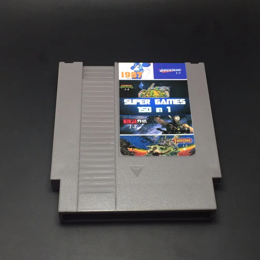 

Toy 150 in 1 Game Cartridge with game Rockman 1 2 3 4 5 6 NINJA TURTLES Contra Kirby's Adventure (Battery Save) 2 Colors Shell