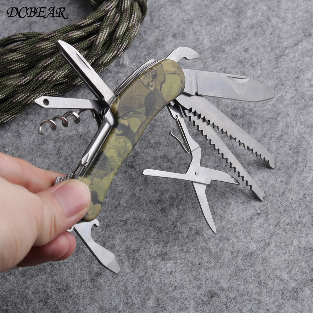

11 in 1 Stainless Steel Folding Swiss Knife For Camping Outdoor Survival Tool Set Multifunction Portable Tools CHSW062Y