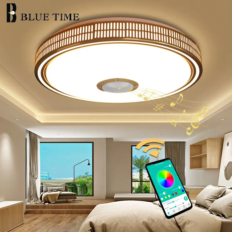  Modern Smartphone APP Controlling LED Chandeliers For Dining Room Bedroom Living Room Golden Finish