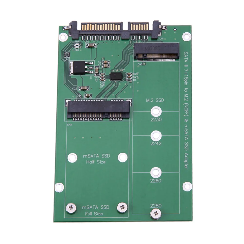 

M.2 NGFF/mSATA SSD to SATA III Adapter Msata/NGFF SSD to Sata Converter Card for Notebook PC Support mSATA SSD + M.2 NGFF SSD