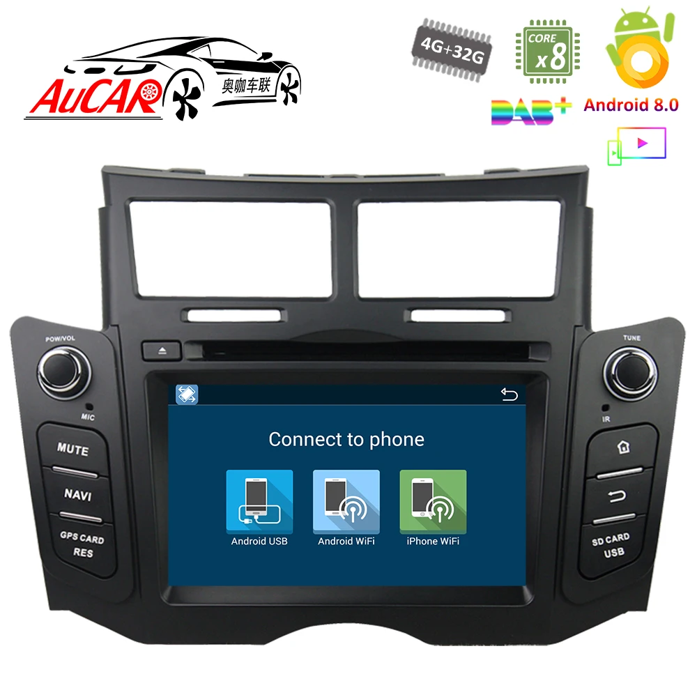 Android 8 0 6 2 &quotсенсорный экран для Toyota Yaris автомобильный dvd 2005 2011 Автомобильный GPS