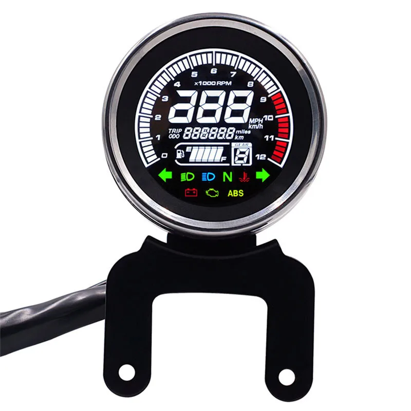 

12V Compteur Moto Replacement LCD Digital Speedometer Tachometer Odometer Water Temp Fuel Gauge Motorcycle Fuel Meter Accurate