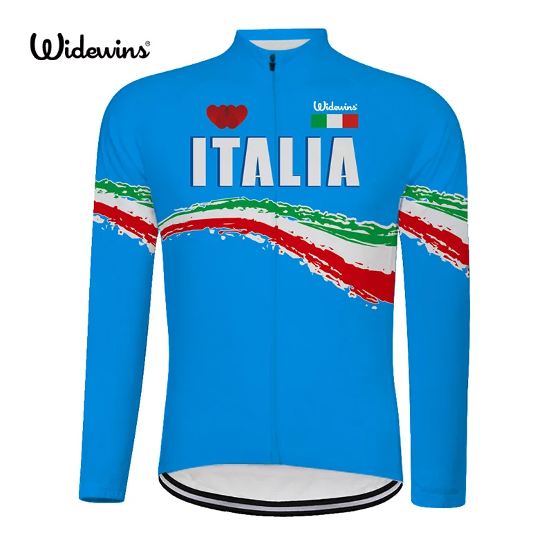 

widewins Italy Men Long Sleeve Cycling Jerseys Pro Fit Road Bike MTB Top Jersey Spring Summer Cycling Clothings Italy 8026