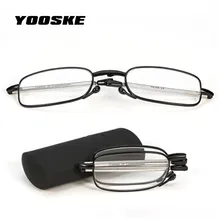 YOOSKE, полностью Металлическая оправа, складные очки для чтения, для мужчин и женщин, портативные очки для дальнозоркости, маленькие складные очки, 1,5, 2,0, 2,5, 3,0, 3,5