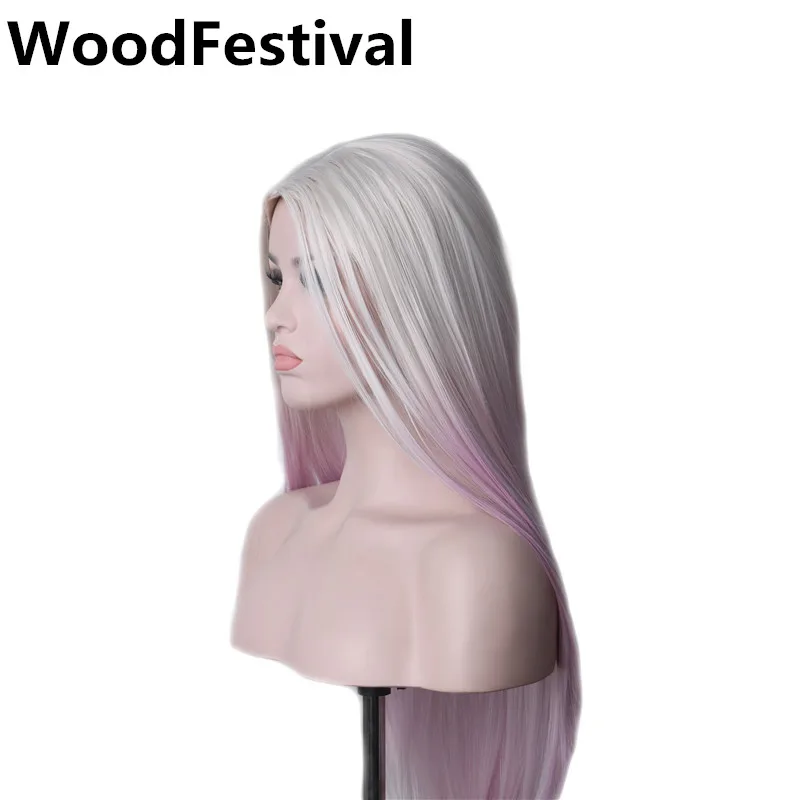 Ceny WoodFestival bliski część peruka prosto żaroodporne syntetyczna peruka ombre peruki dla kobiet długie włosy peruki kobieta
