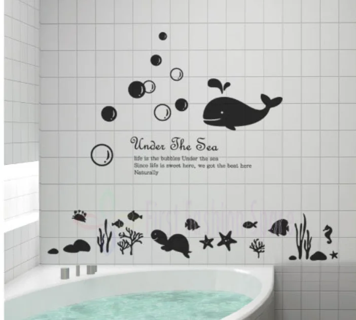 Bathroom Door Decoration My Web Value Under The Sea World Decoration Bathroom Stickers Gl Cabnet Art Home Decal Decor Decorative Door