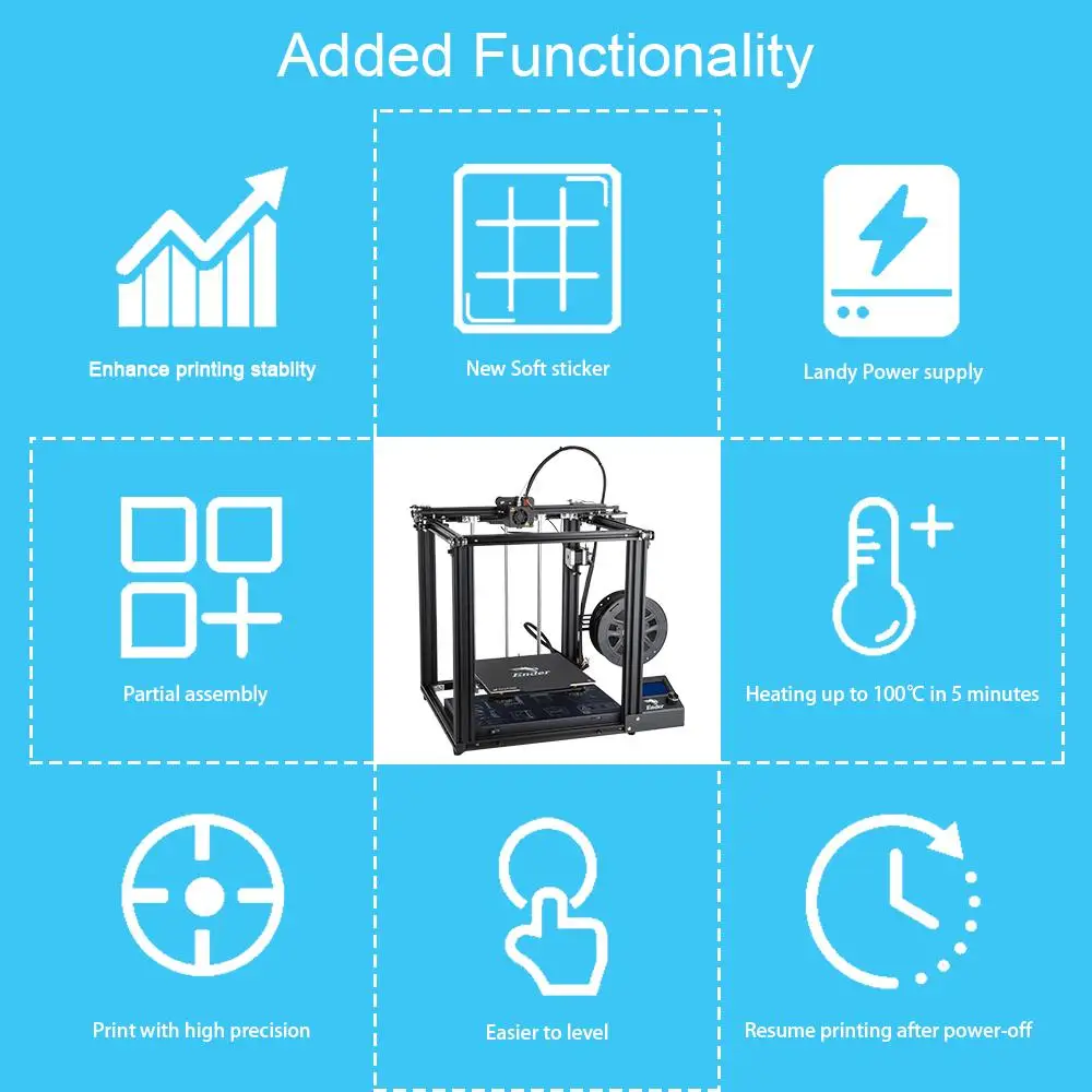 Высокоточный Ender-5 3D-принтер Core XY штукатурка CREALITY Ender-5 3D-принтер с печатью для повторной печати после отключения питания