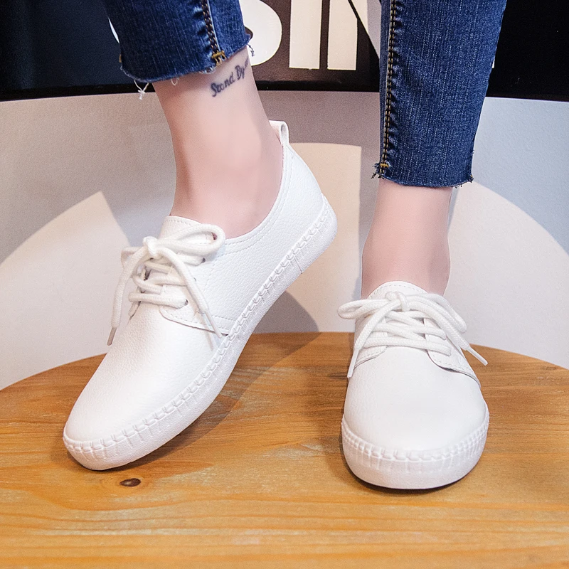 2018 Summer New Fashion Women Shoes Casual Flats PU Leather Soft Solid Color Simple Women Casual White Shoes Sneakers цена 2018 Summer New Fashion Women Shoes Casual Flats PU Leather Soft Solid Color Simple Women Casual White Shoes Sneakers цены онлайн