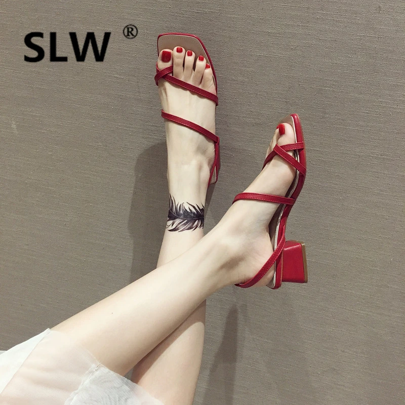 

2019 Summer All-Match Clear Heels Chunky Sandals Shallow Mouth Flip Flops Platform Med Sale Of Women's Shoes Suit Female Beige