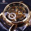 Forsining clásico grabado hueco esqueleto diseñador Casual de oro negro de bisel relojes de los hombres de la marca de lujo relojes automáticos ► Foto 1/6