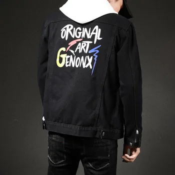 

Fashion men denim jacket Spring autumn Solid color Locomotive denim jacket men Single-breasted slim jeans coats Brand outerwear