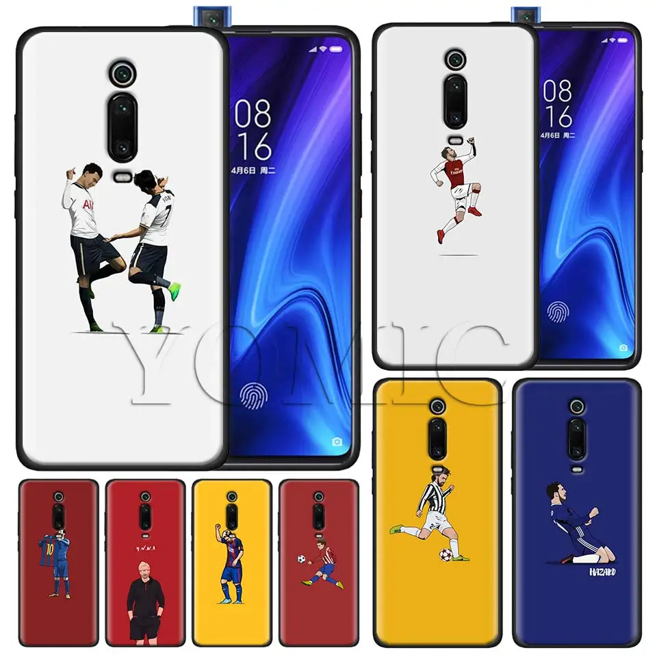 

Soccer Football Player Black Case for Xiaomi Redmi Note 7 7s K20 5 6 Pro Redmi 6 6 5 5Plus 4X S2 Y3 Silicone Soft Case